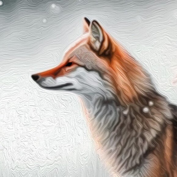 Fox Winter Landscape Snow Covered Trees‎ Watercolor Oil Painting Art Print - Picture 7 of 10